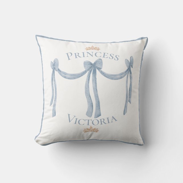 Coussin Elégant Blue Princess Name Crowns Satin Girly (Recto)