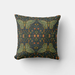 Coussin Élégant boho rétro Luna moth botanique