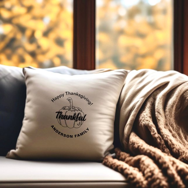 Coussin Elégant Bon thanksgiving noir et blanc (Thanksgiving Throw Pillow!)