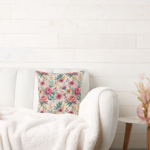 Coussin Elégant Botanique Aquarelle Boho Floral
