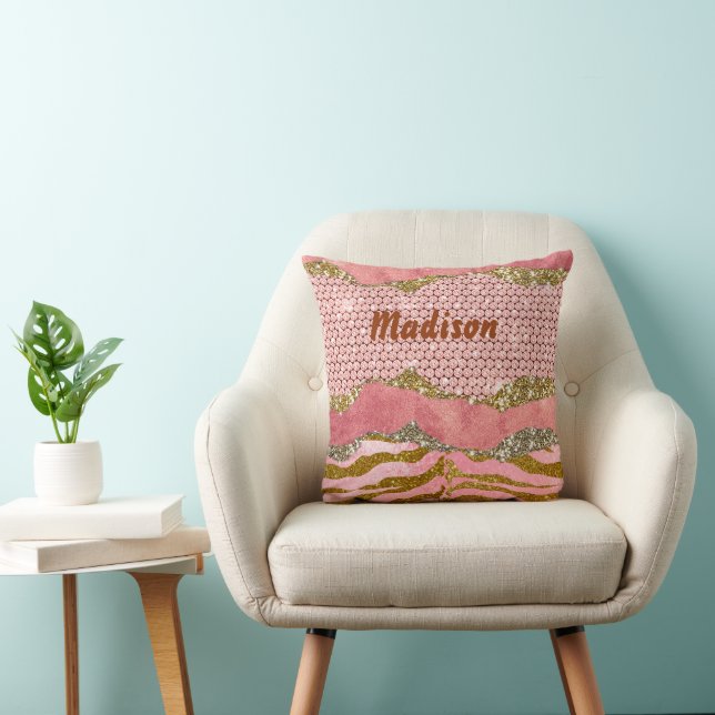 Coussin Élégant brillant rose poster de animal de brillanc (Chaise)