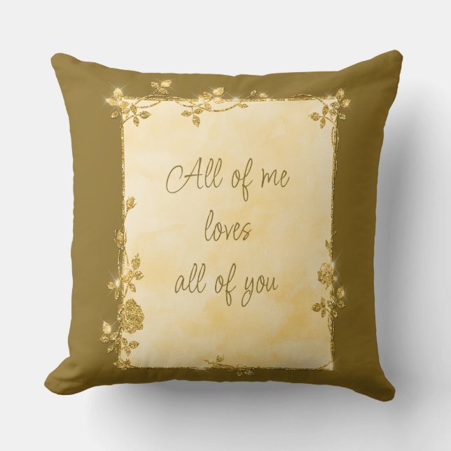 Coussin Elégant cadre d'étincelle jaune or Valentine (Recto)