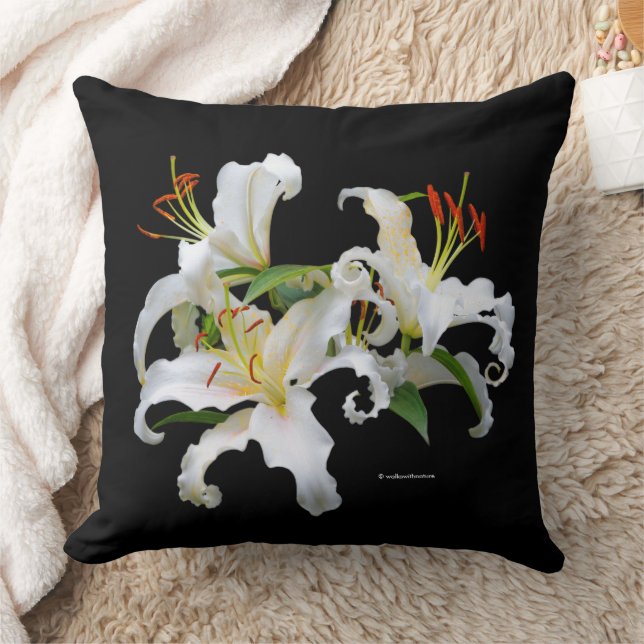 Coussin Elégant Casablanca Floral Blanc Lys Orientaux (Couverture)