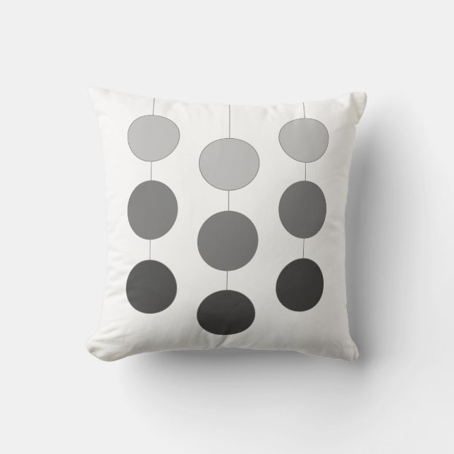 Coussin Elégant Cercles de suspension gris argent sur blan (Recto)