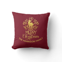 Élégant Cerf d'or Joyeux Noël Rouge