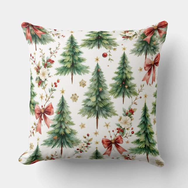 Coussin Elegant Christmas Tree Floral Pattern Pillow (Recto)