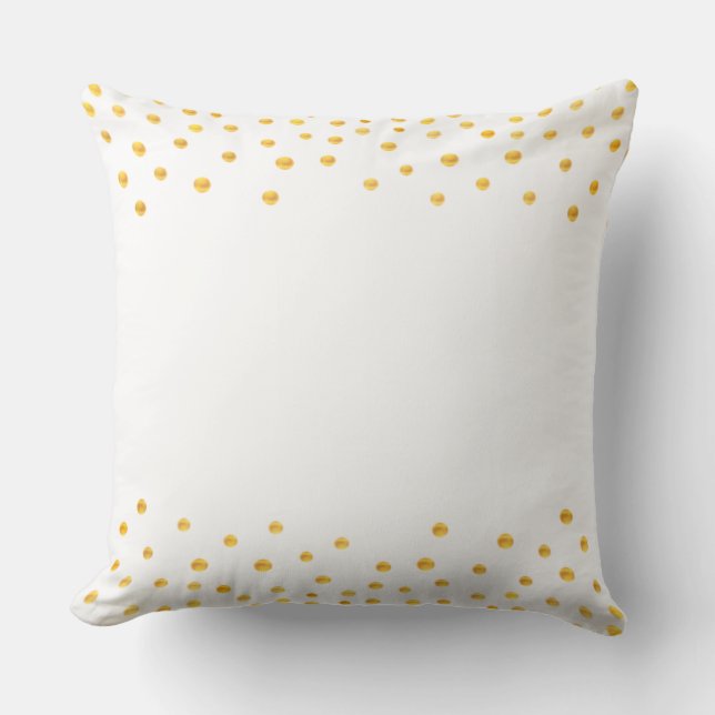 Coussin Elégant Confetti or sur blanc (Recto)