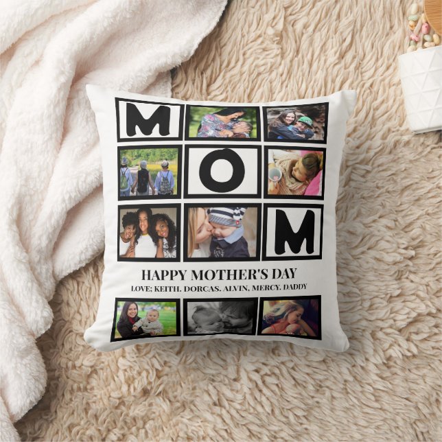 Coussin Elégant Custom Happy Mothers Day 9 Photo Collage (Couverture)