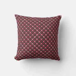 Coussin Élégant damier moderne noir rouge blanc