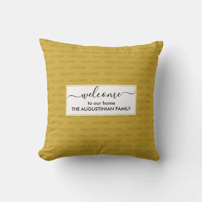 Coussin Elégant Dark Gold Personnalisé BIENVENUE À NOTRE M (Recto)