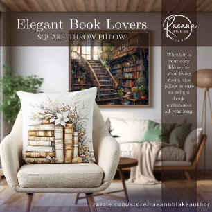 Coussin élégant de Noël pour amateur de livres