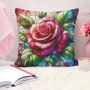 Coussin Élégant effet Rose en verre