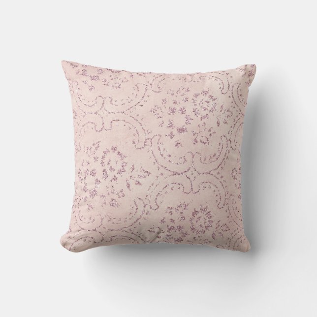 COUSSIN ÉLÉGANT ÉLÉGANT ÉLÉMENTS FLORAUX ROSE NOIR VINTAGE (Recto)