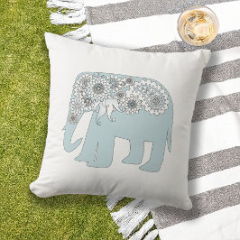 Coussin Élégant éléphant bleu Paisley