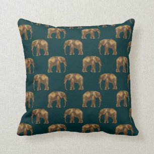 Coussin Elégant Eléphant Vert Or Plutôt Chic Design
