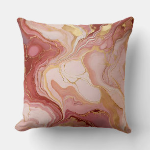 Coussin Élégant en terre cuite marbrée, ivoire et or