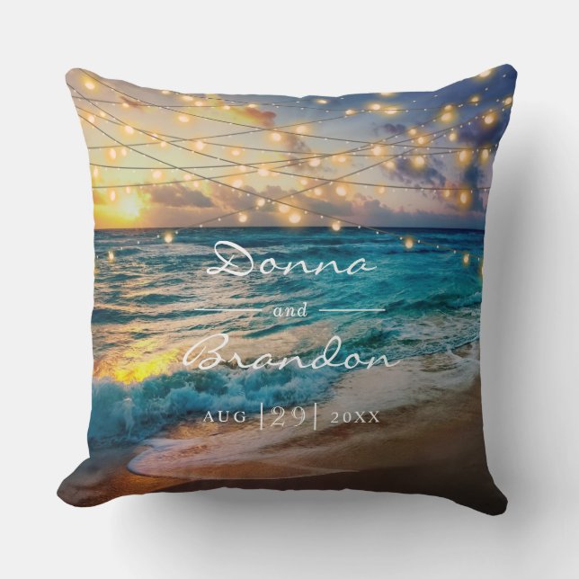 Coussin Elégant été Sunset Beach Mariage Mémoire (Recto)