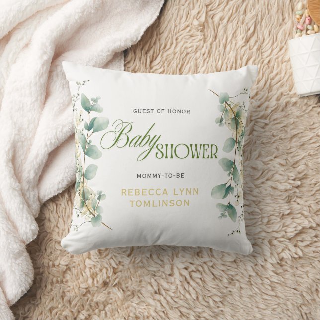Coussin Elégant Eucalyptus Baby shower neutre genre (Couverture)