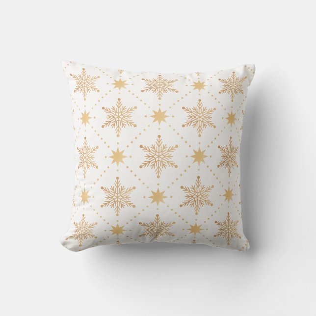 Coussin Élégant Faux Gold Snowflakes Noël Patttern (Recto)