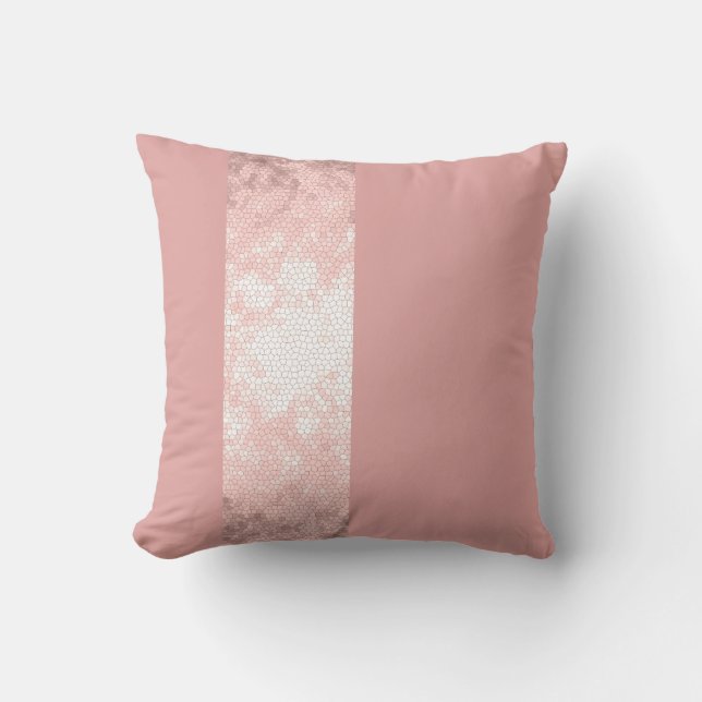 Coussin élégant faux rose or rose rayures (Recto)