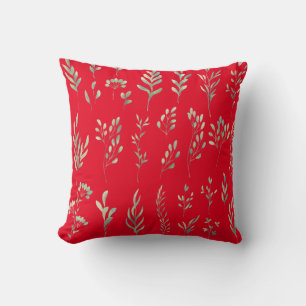 Coussin Elégant feuillage de printemps rustique rouge lanc