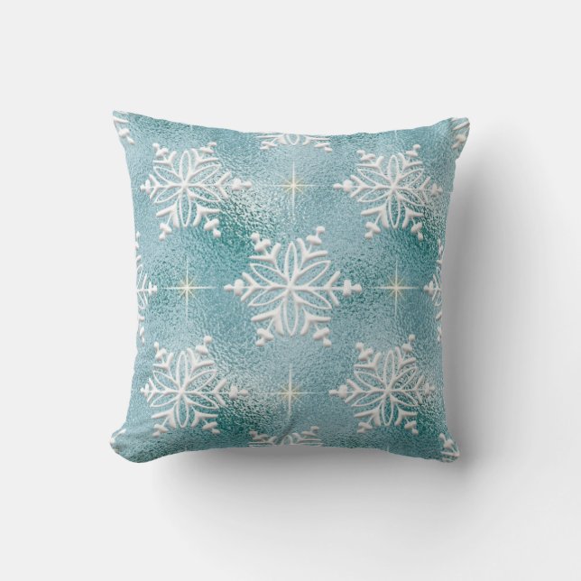 Coussin Élégant Flambeau de Noël Bleu (Recto)