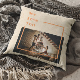 Coussin Elégant Floral Custom Family Photo Texte Orange