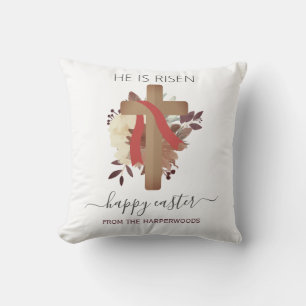 Coussin Elégant Floral Happy Croix de Pâques Christian