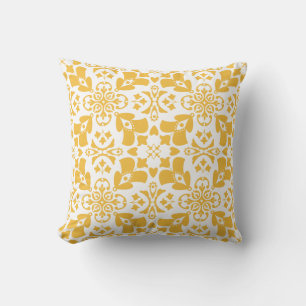 Coussin Élégant Floral Jaune Motif moderne symétrique