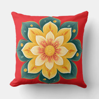 Coussin Elegant Floral Print Decorative Pillow