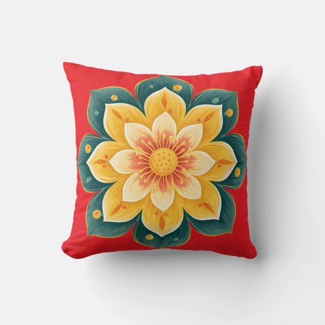 Coussin Elegant Floral Print Decorative Pillow (Recto)