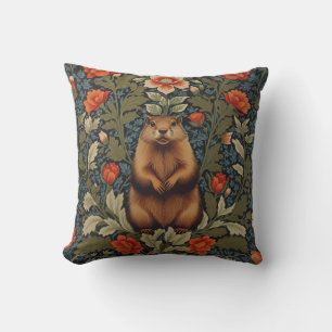 Coussin Elégant fond de terre William Morris inspiré