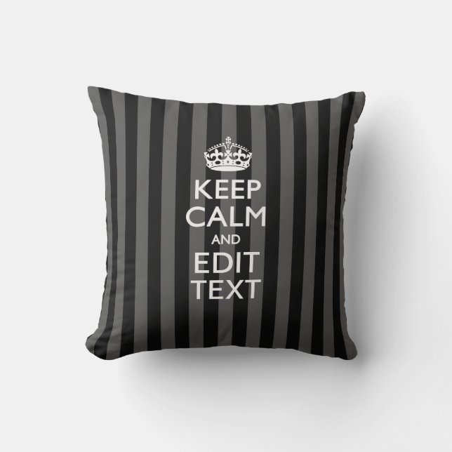 Coussin Élégant GARDEZ CALME et votre texte sur les bandes (Recto)
