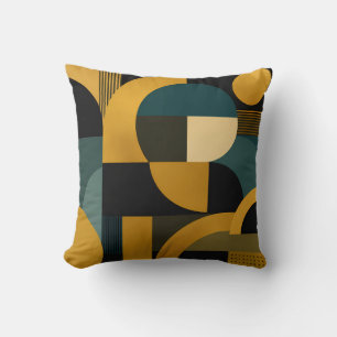 Coussin Élégant géométrique moderne de milieu de siècle or