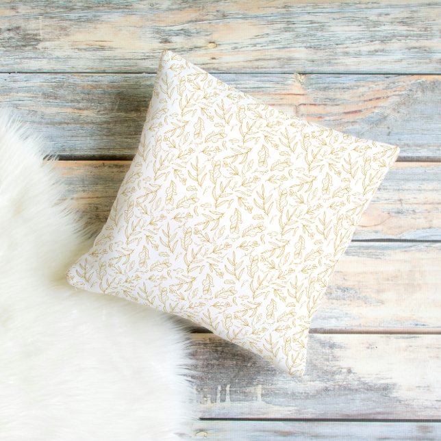 Coussin Elegant Gold Botanical Line Art Throw Pillow (Créateur téléchargé)