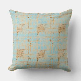 Coussin Elegant, Gold Soft Blue Checkered Abstract Pattern
