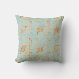 Coussin Elegant, Gold Soft Blue Checkered Abstract Pattern
