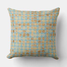 Coussin Elegant, Gold Soft Blue Polkadot Pattern