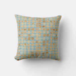 Coussin Elegant, Gold Soft Blue Polkadot Pattern