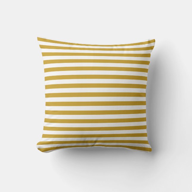 Coussin Elégant Golden and White Striped (Recto)