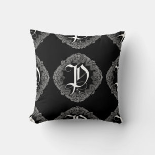 Coussin Élégant Goth Initial P