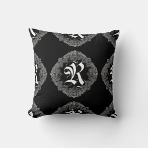 Coussin Élégant Goth initial R
