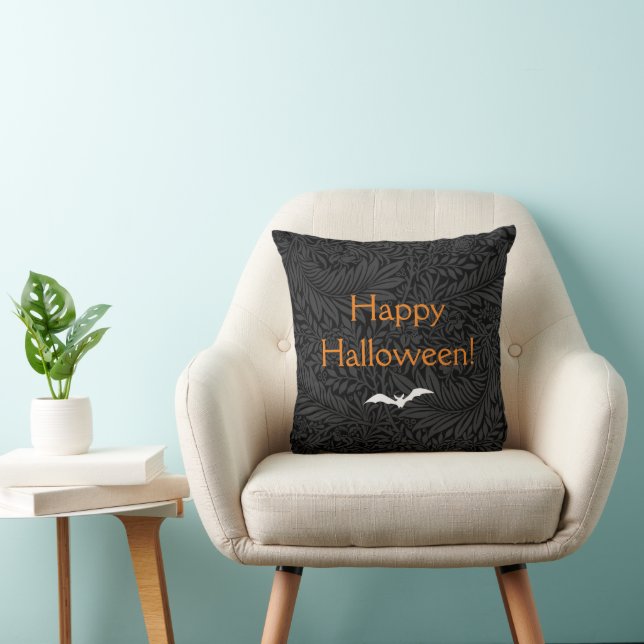 Coussin Élégant Halloween noir floral botanique (Chaise)