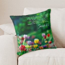 Coussin Élégant Jardin de Tulipe Bible Verse