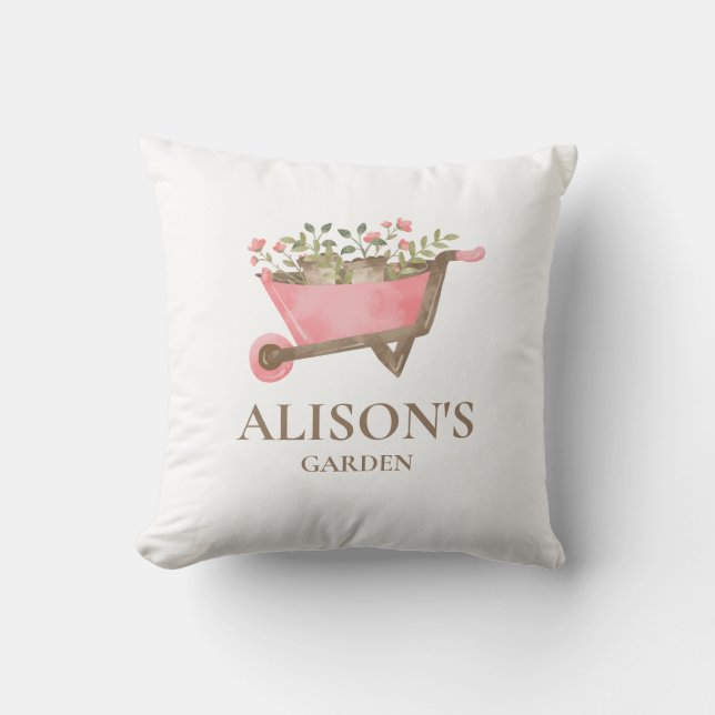 Coussin Elégant Jardin rose En vichy aquarelle (Recto)