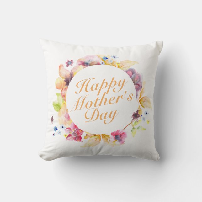 Coussin Elégant Joyeux Cadre Floral Fête des Mères | COUSS (Recto)