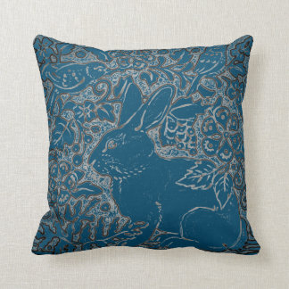 Coussin Elégant lapin Turquoise Oiseau Floral Art Déco