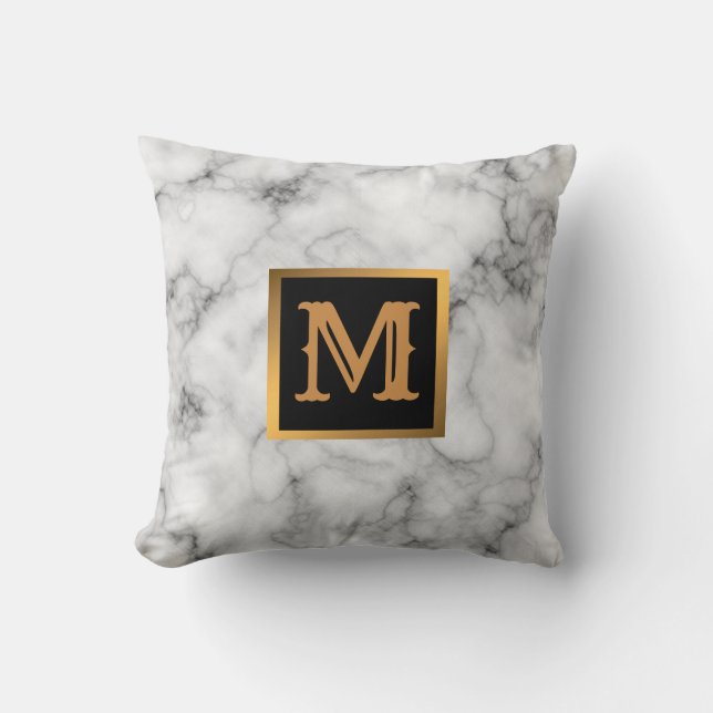 Coussin Élégant Marbre moderne Noir Or (Recto)