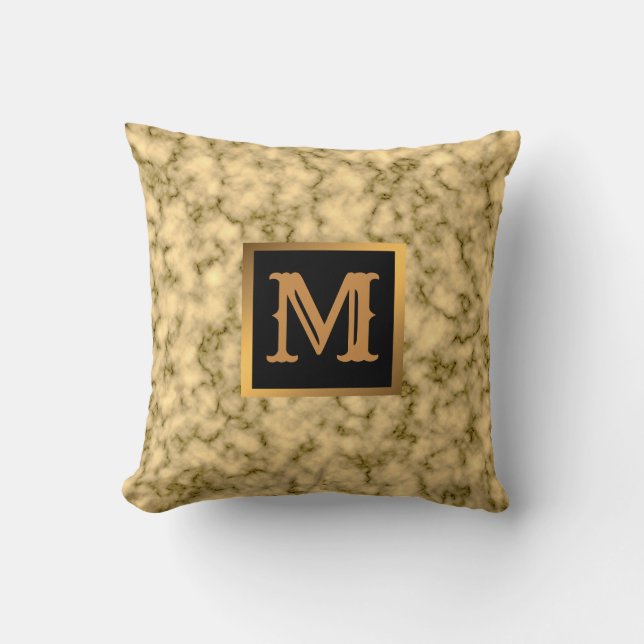 Coussin Élégant Marbre moderne Noir Or (Recto)