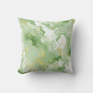 Coussin Elégant Marbre Vert Faux Gold Parties scintillant 